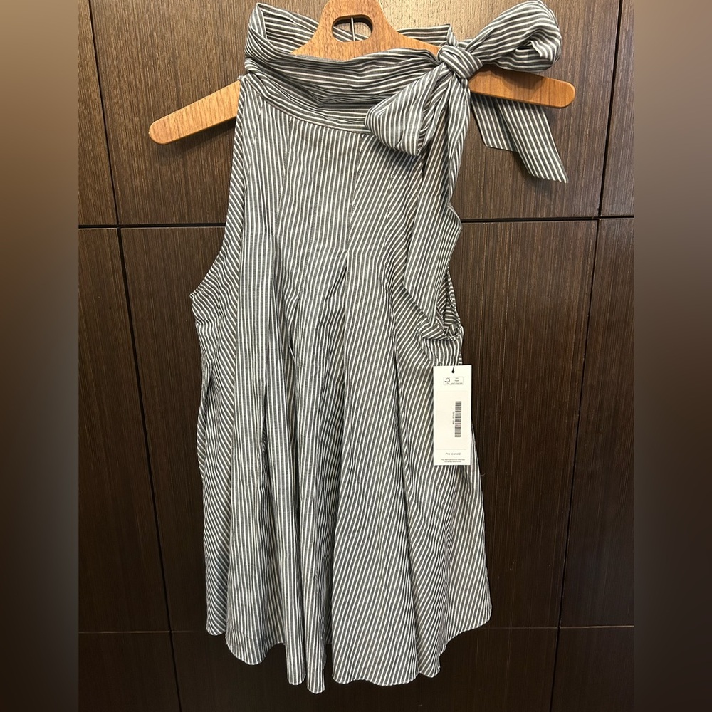 Brunello Cucinelli striped cotton top with neck bow
